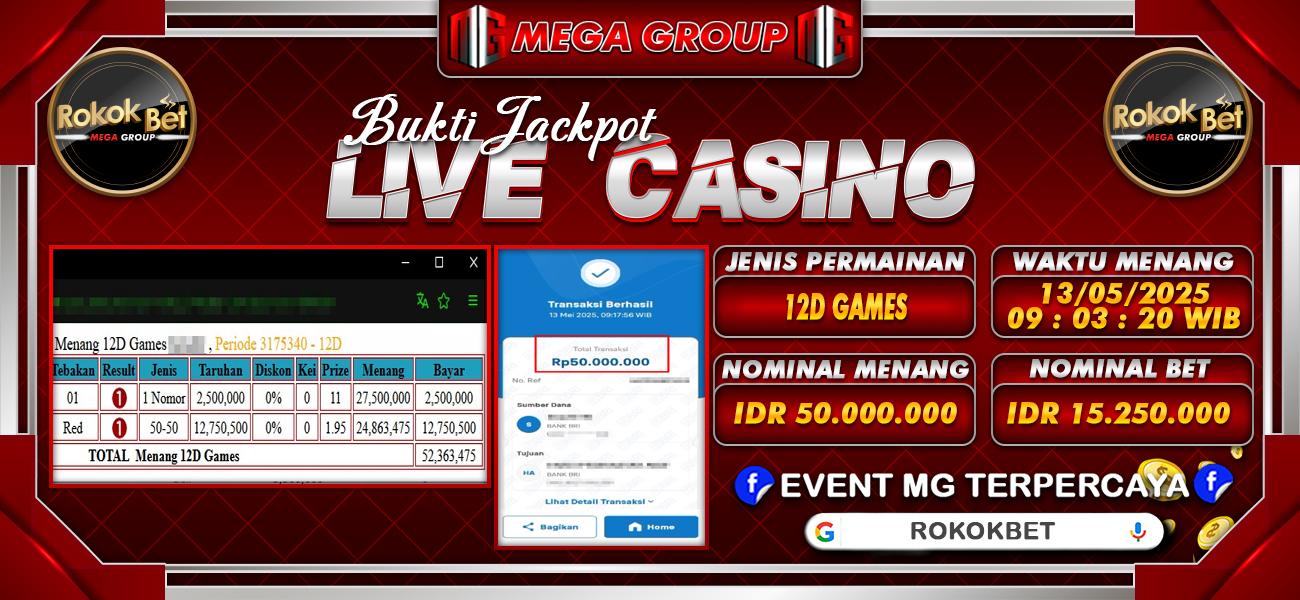 Bukti JP situs Rokokbet hari Selasa, 13 Mei 2025