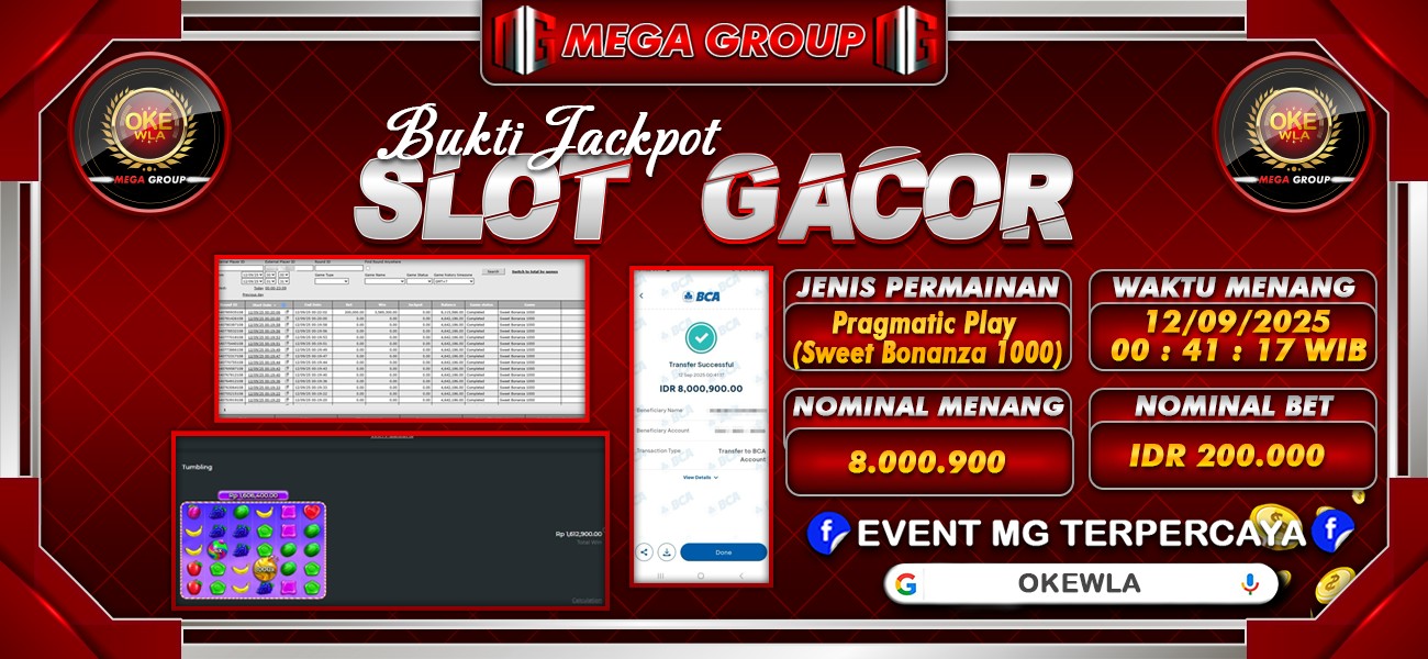 Bukti JP situs Okewla hari Jumat, 12 September 2025