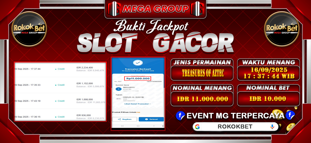 Bukti JP situs Rokokbet hari Selasa, 16 September 2025