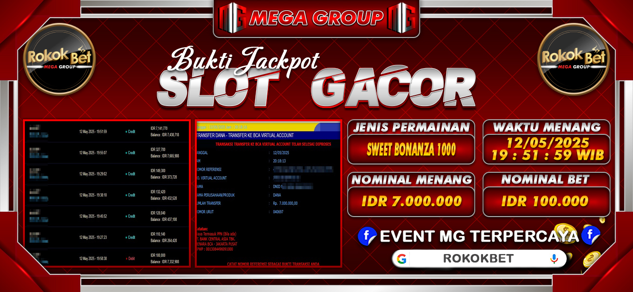 Bukti JP situs Rokokbet hari Senin, 12 Mei 2025