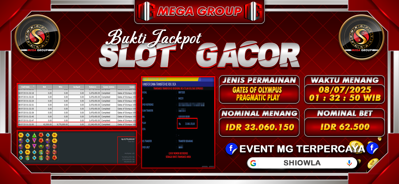 Bukti JP situs Shiowla hari Selasa, 08 Juli 2025