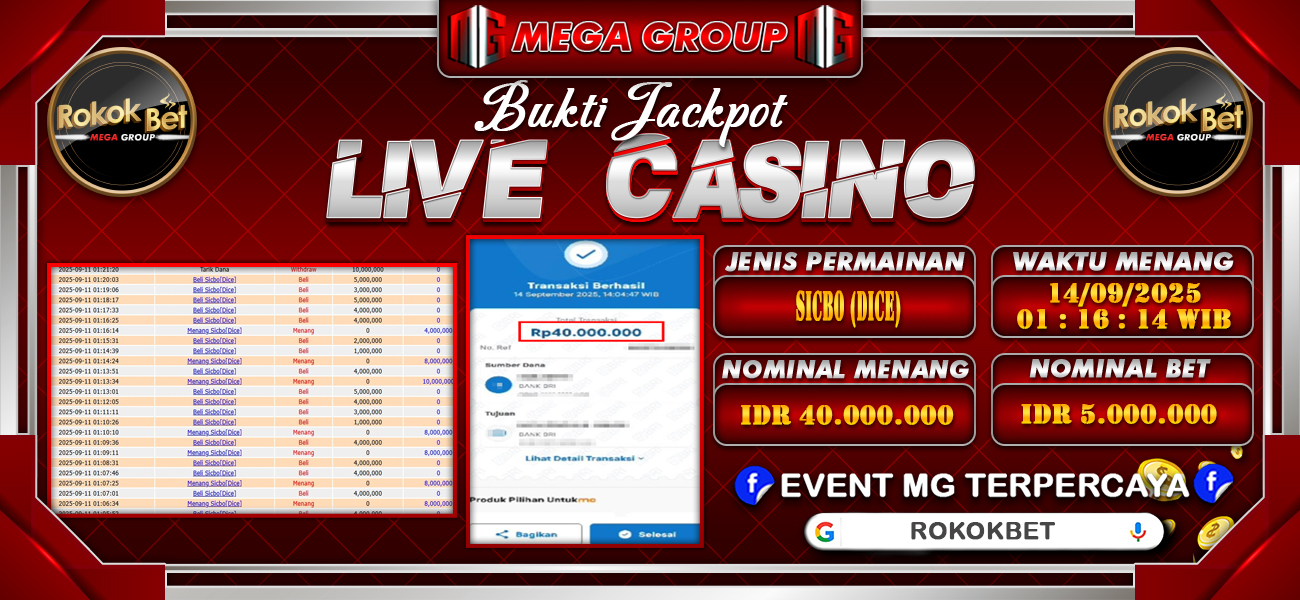 Bukti JP situs Rokokbet hari Minggu, 14 September 2025