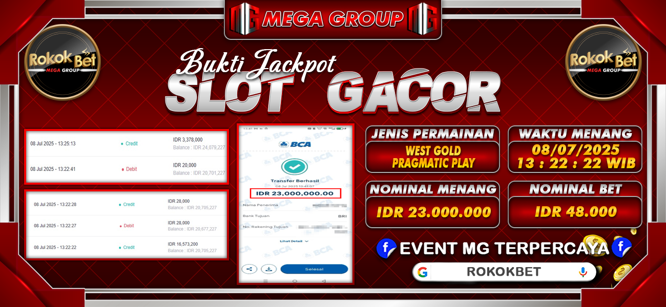 Bukti JP situs Rokokbet hari Selasa, 08 Juli 2025