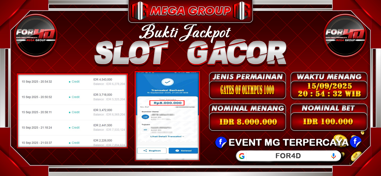 Bukti JP situs For4D hari Selasa, 16 September 2025
