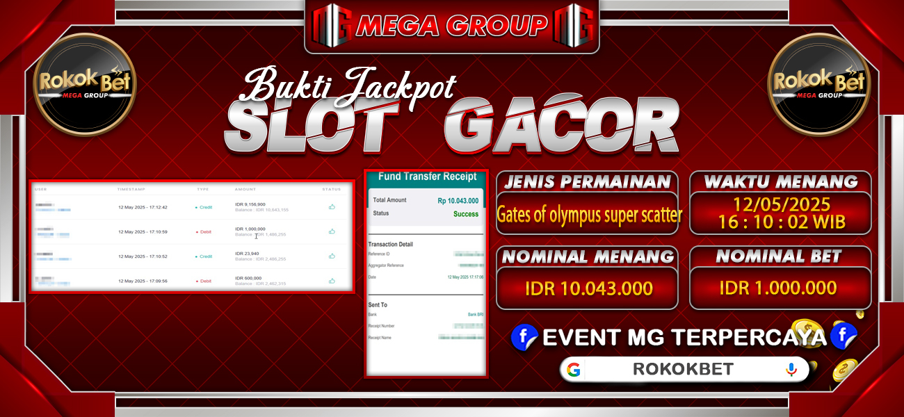Bukti JP situs Rokokbet hari Senin, 12 Mei 2025