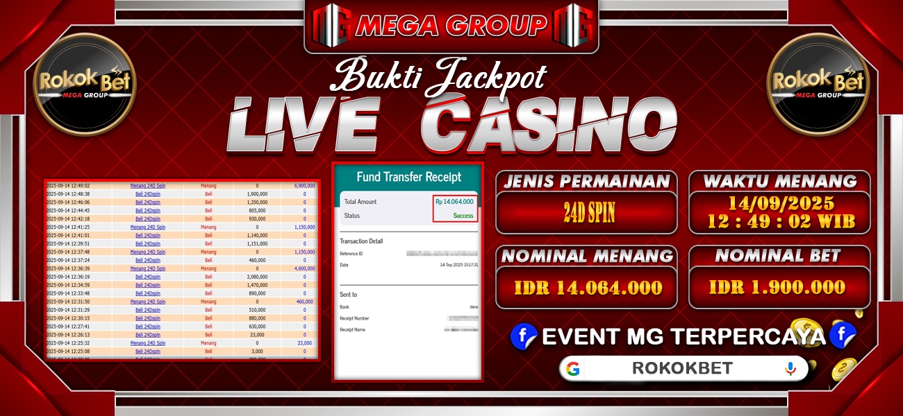 Bukti JP situs Rokokbet hari Senin, 15 September 2025