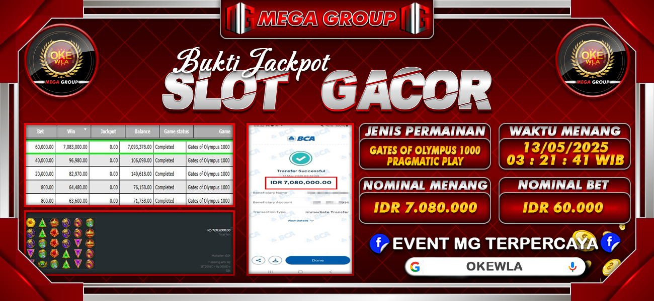 Bukti JP situs Okewla hari Selasa, 13 Mei 2025