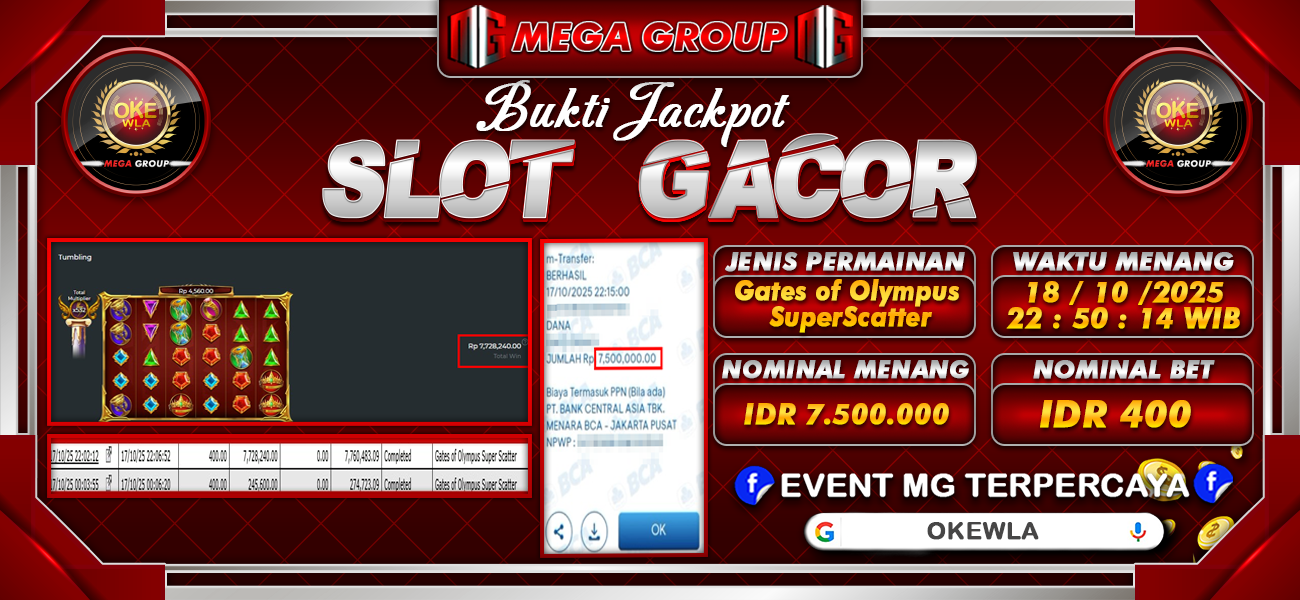 Bukti JP situs Okewla hari Sabtu, 18 Oktober 2025