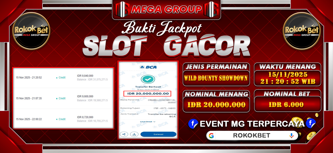 Bukti JP situs Rokokbet hari Minggu, 16 November 2025