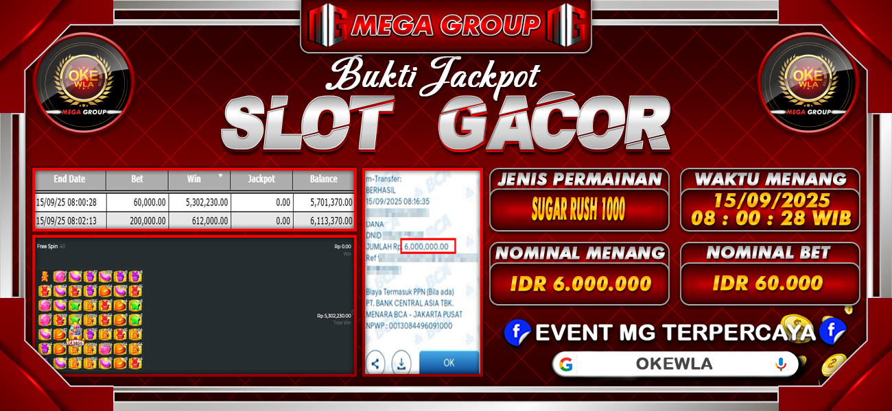 Bukti JP situs Okewla hari Senin, 15 September 2025