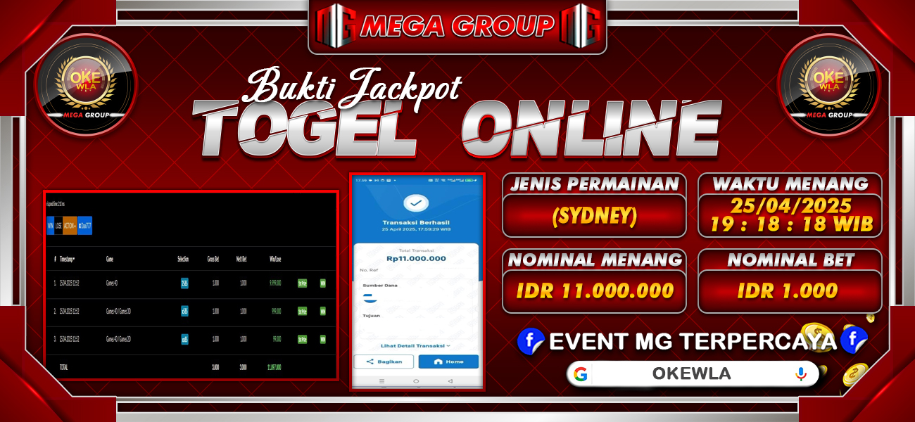 Bukti JP situs Okewla hari Jumat, 25 April 2025