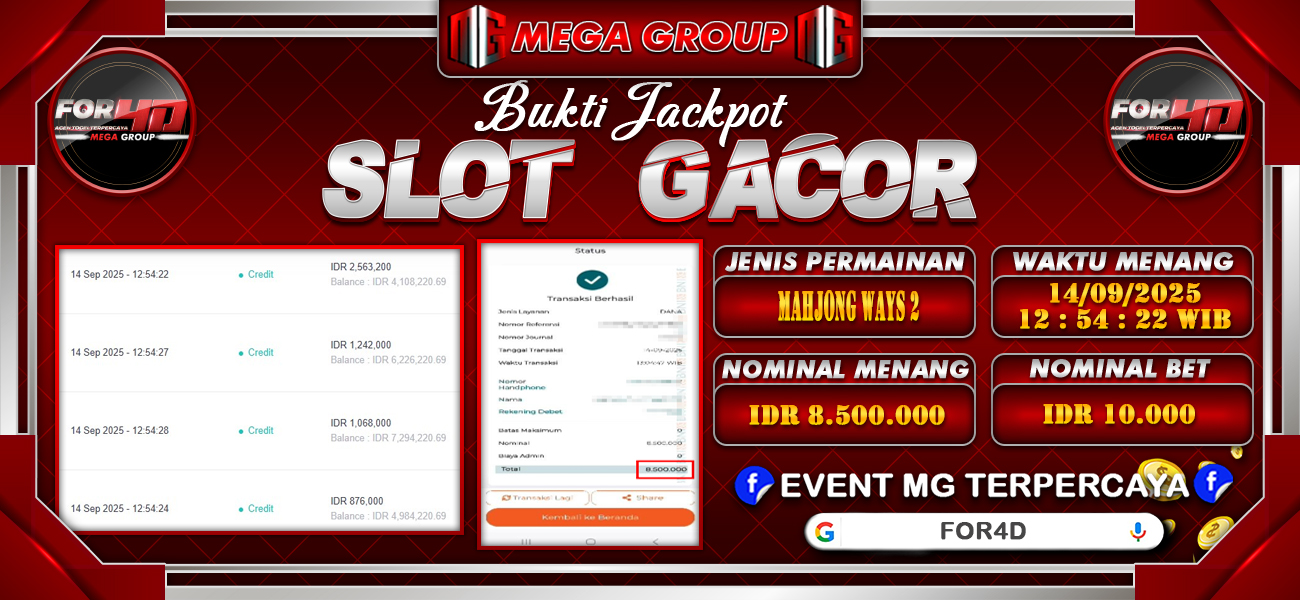 Bukti JP situs For4D hari Minggu, 14 September 2025