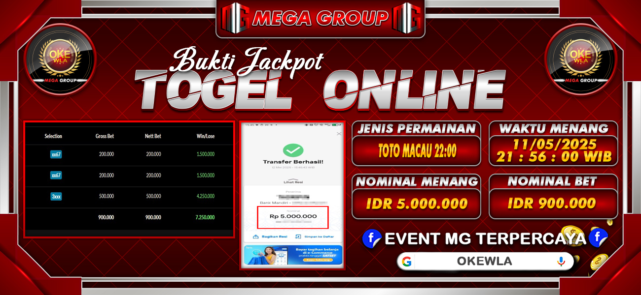 Bukti JP situs Okewla hari Minggu, 11 Mei 2025