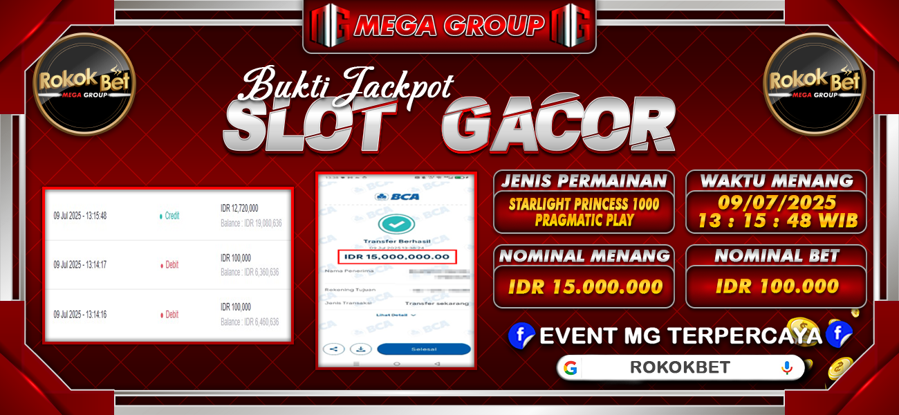 Bukti JP situs Rokokbet hari Rabu, 09 Juli 2025