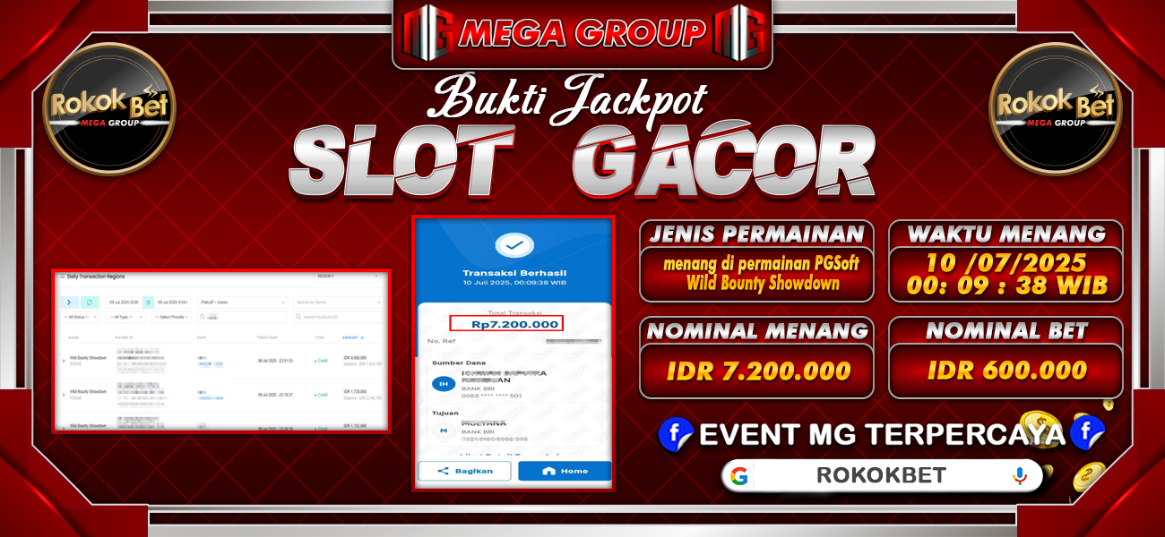 Bukti JP situs Rokokbet hari Kamis, 10 Juli 2025