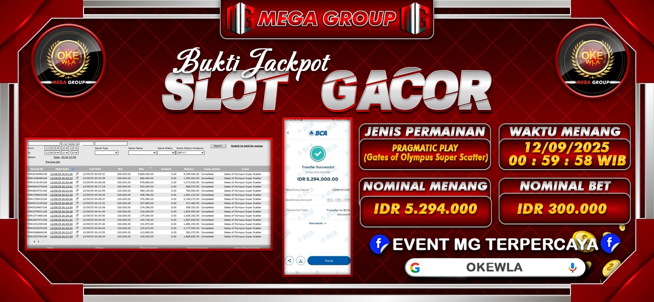Bukti JP situs Okewla hari Jumat, 12 September 2025