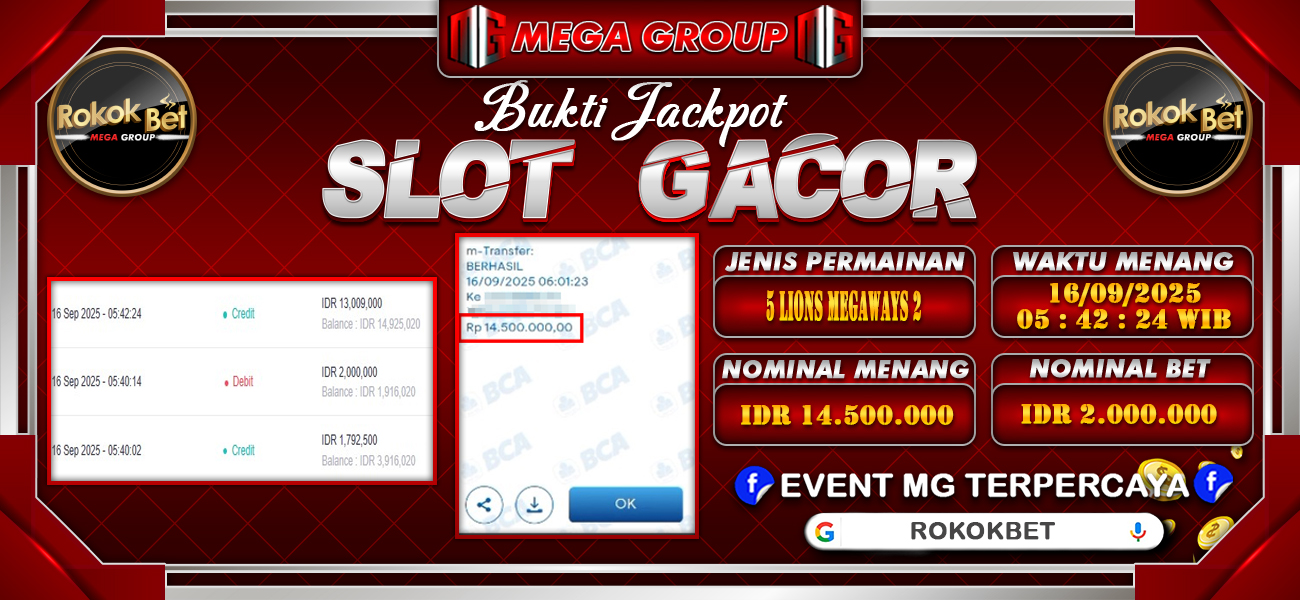 Bukti JP situs Rokokbet hari Selasa, 16 September 2025