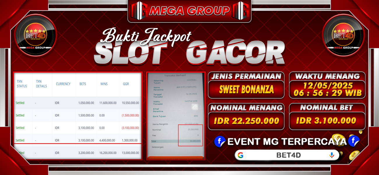 Bukti JP situs Bet4D hari Rabu, 14 Mei 2025