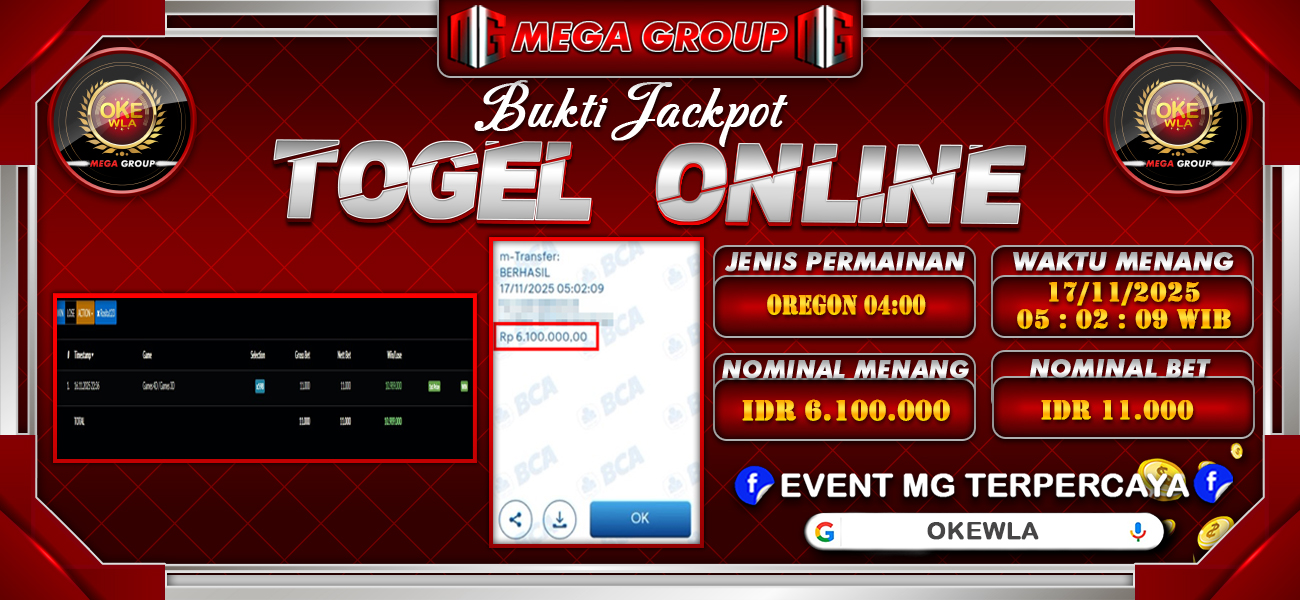 Bukti JP situs Okewla hari Senin, 17 November 2025