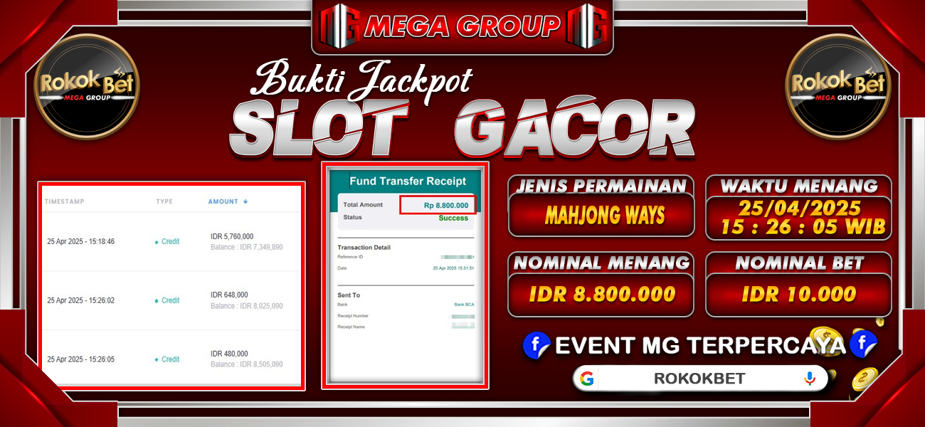 Bukti JP situs Rokokbet hari Jumat, 25 April 2025