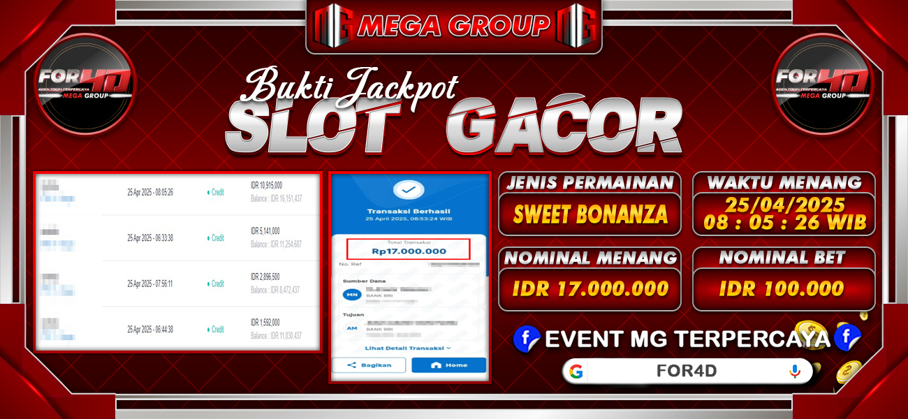 Bukti JP situs For4D hari Jumat, 25 April 2025