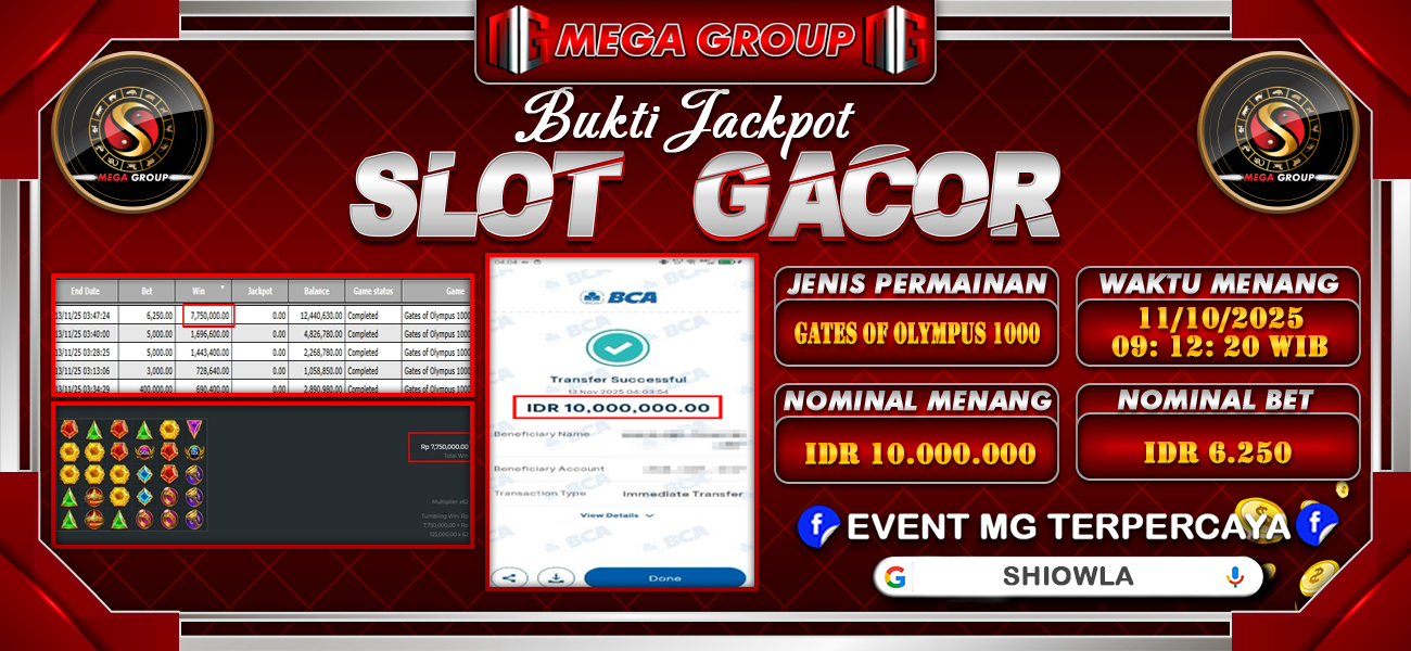 Bukti JP situs Shiowla hari Kamis, 13 November 2025