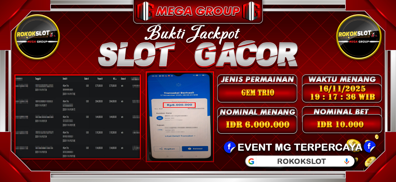 Bukti JP situs Rokokslot hari Senin, 17 November 2025