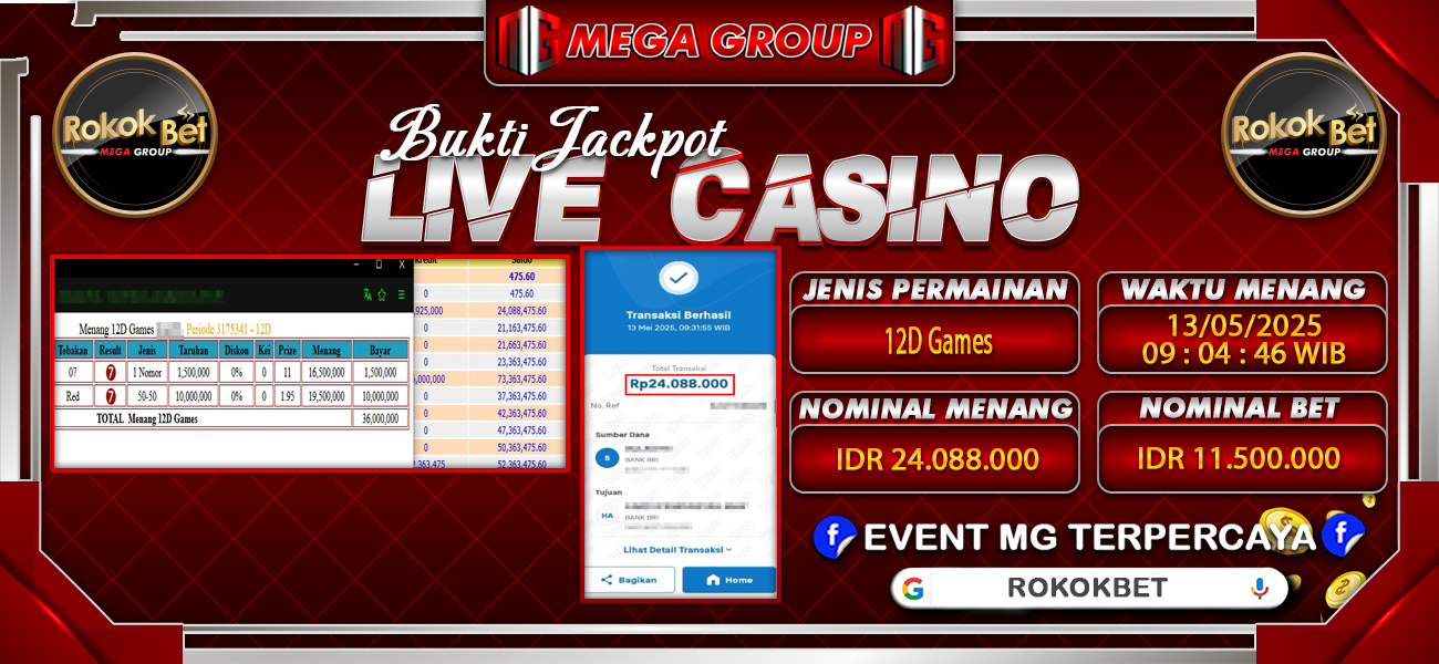 Bukti JP situs Rokokbet hari Selasa, 13 Mei 2025