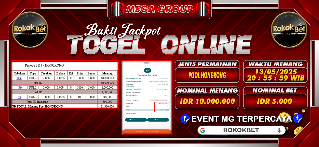 Bukti JP situs Rokokbet hari Rabu, 14 Mei 2025