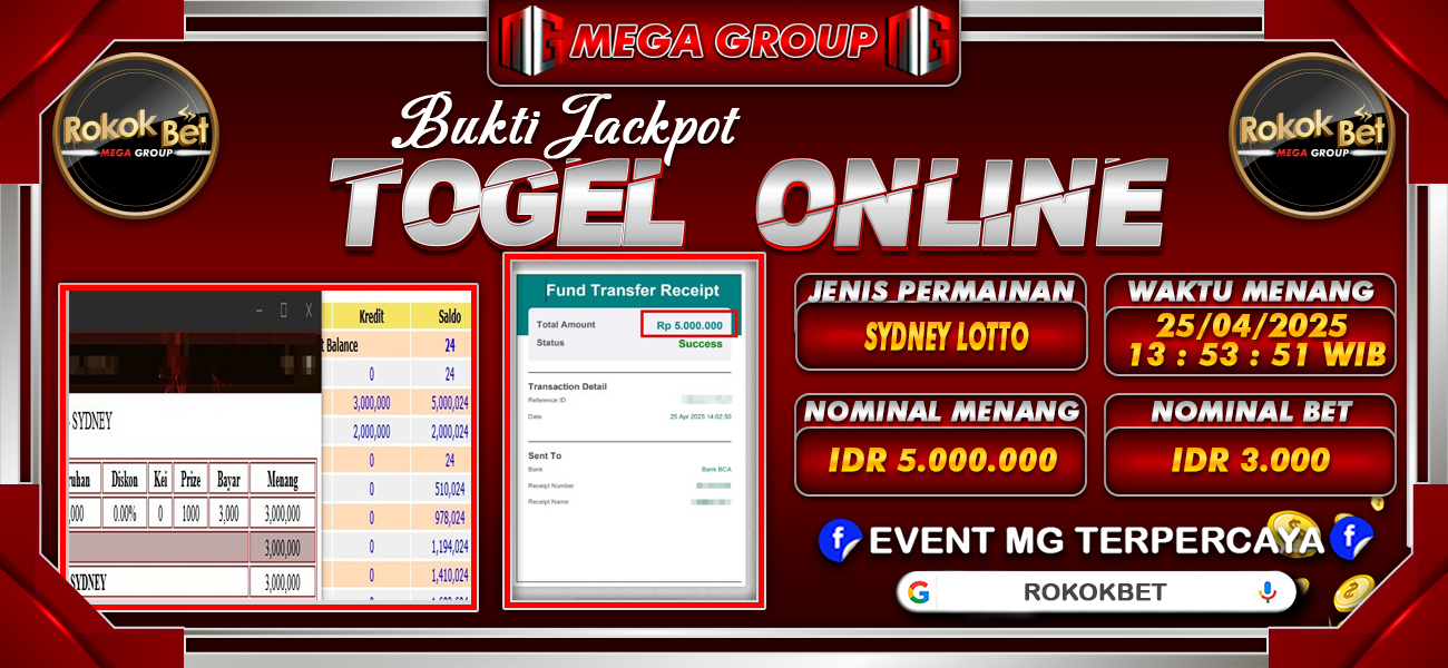 Bukti JP situs Rokokbet hari Jumat, 25 April 2025