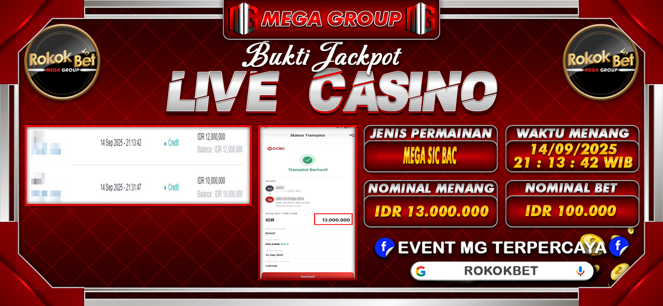 Bukti JP situs Rokokbet hari Minggu, 14 September 2025
