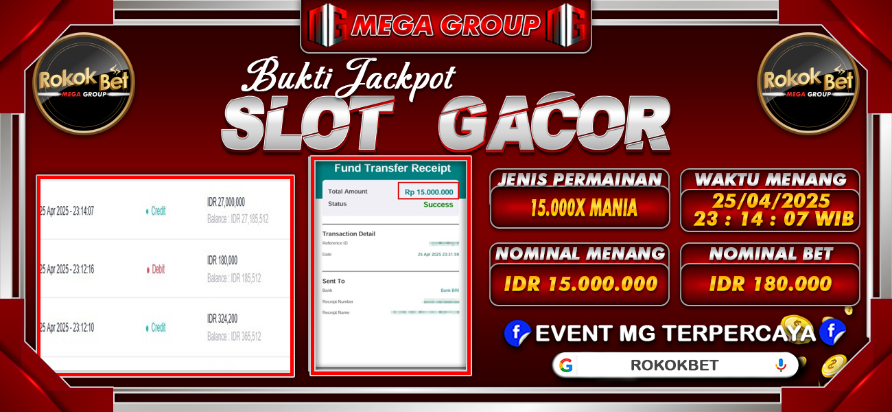 Bukti JP situs Rokokbet hari Sabtu, 26 April 2025