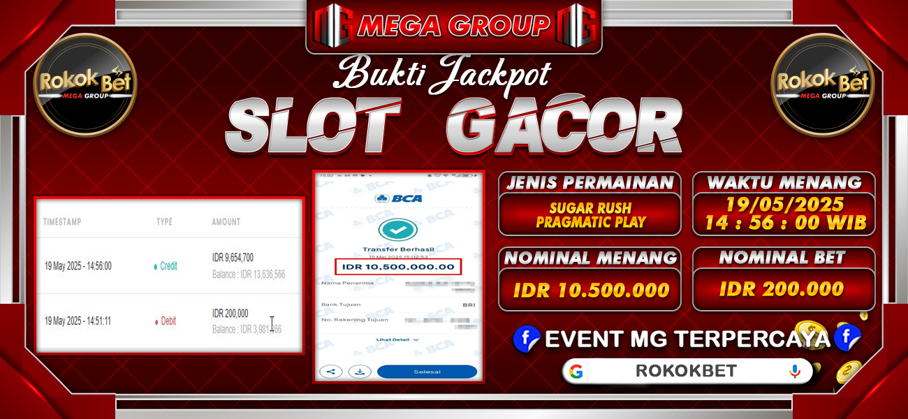 Bukti JP situs Rokokbet hari Senin, 19 Mei 2025
