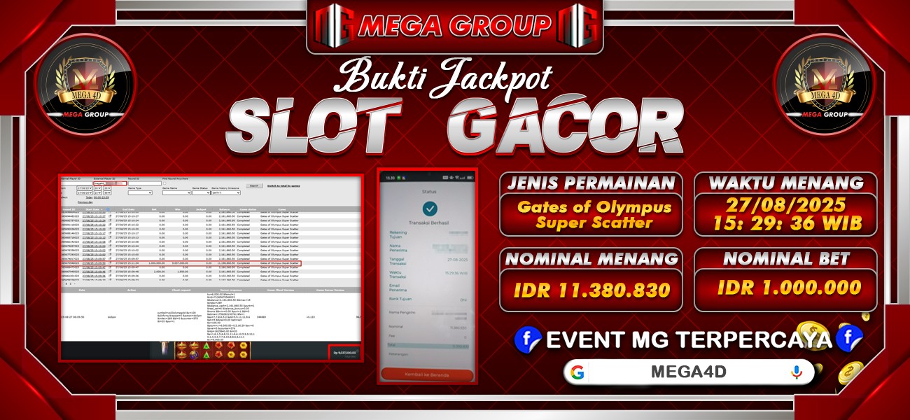 Bukti JP situs Mega4D hari Rabu, 27 Agustus 2025