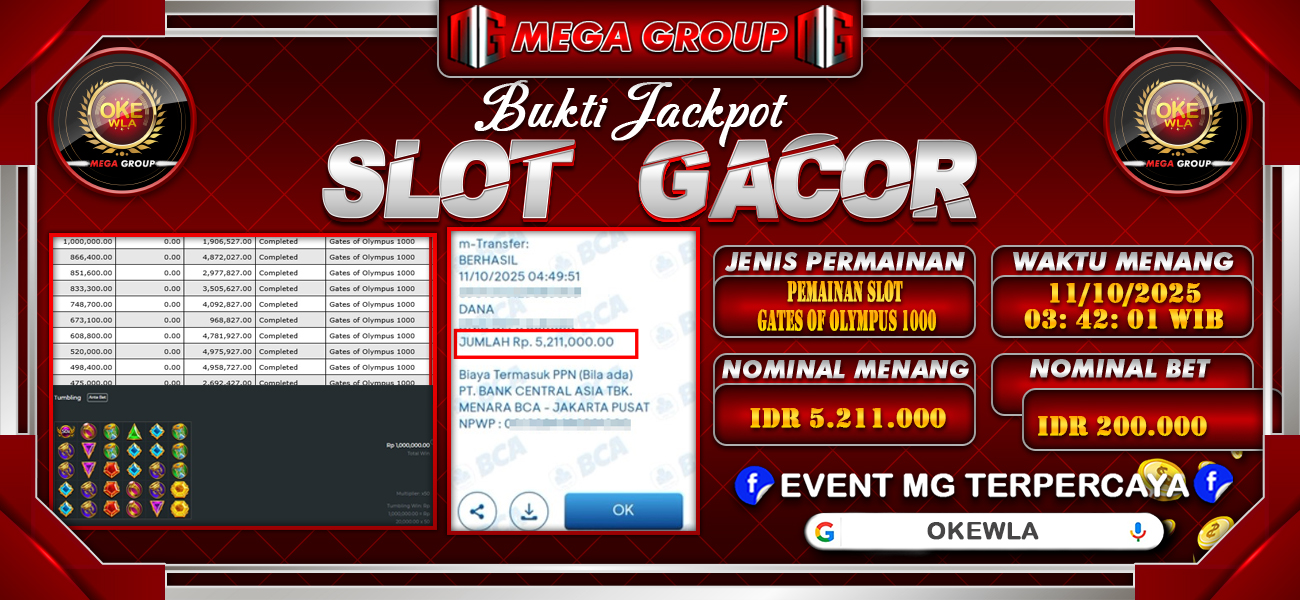 Bukti JP situs Okewla hari Sabtu, 11 Oktober 2025