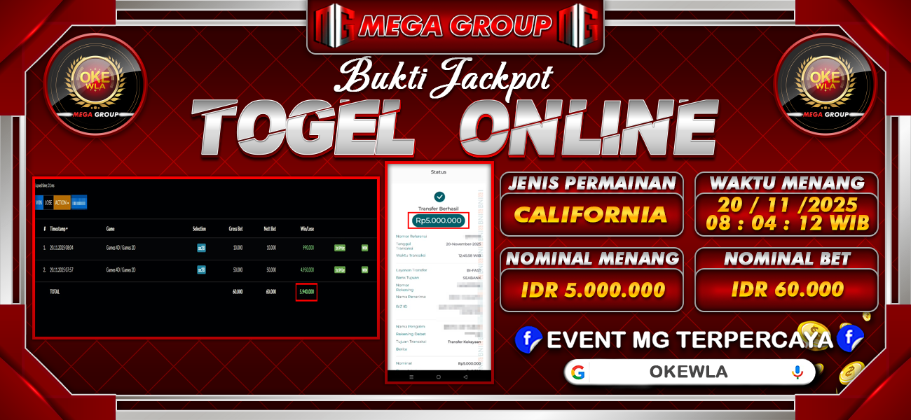 Bukti JP situs Okewla hari Kamis, 20 November 2025