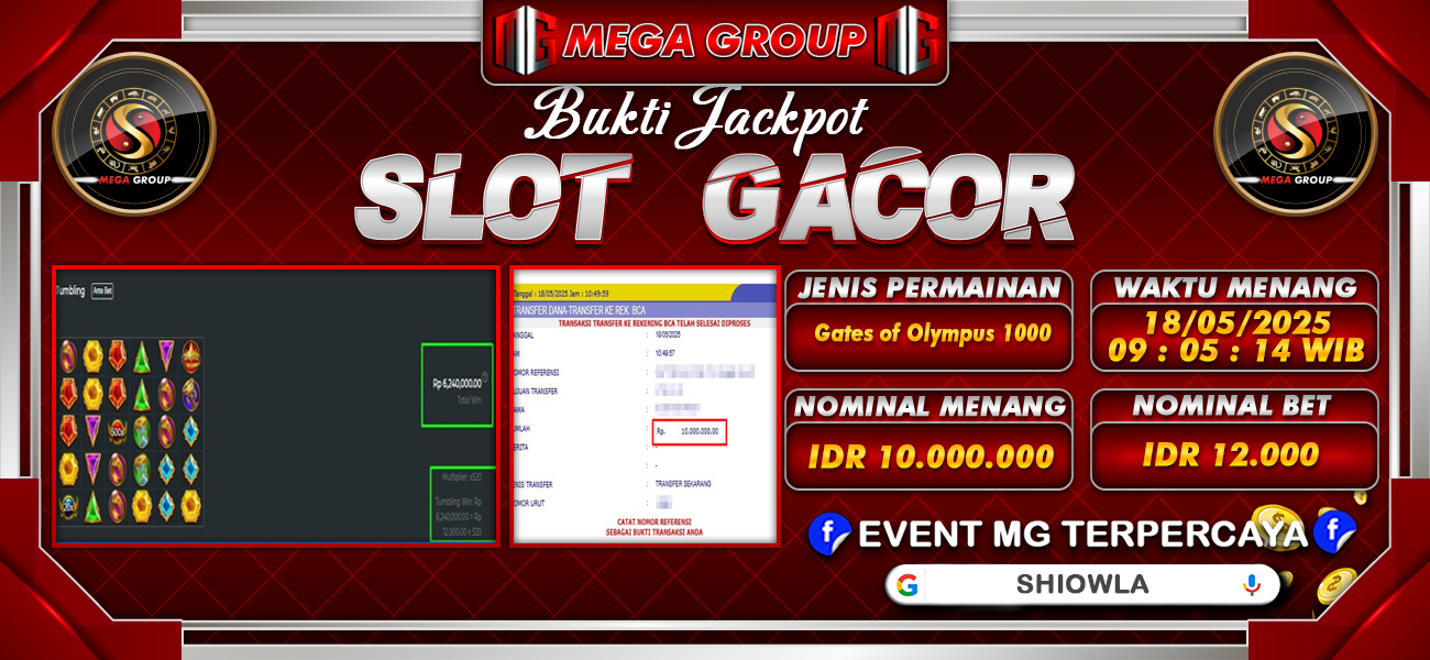 Bukti JP situs Shiowla hari Senin, 19 Mei 2025