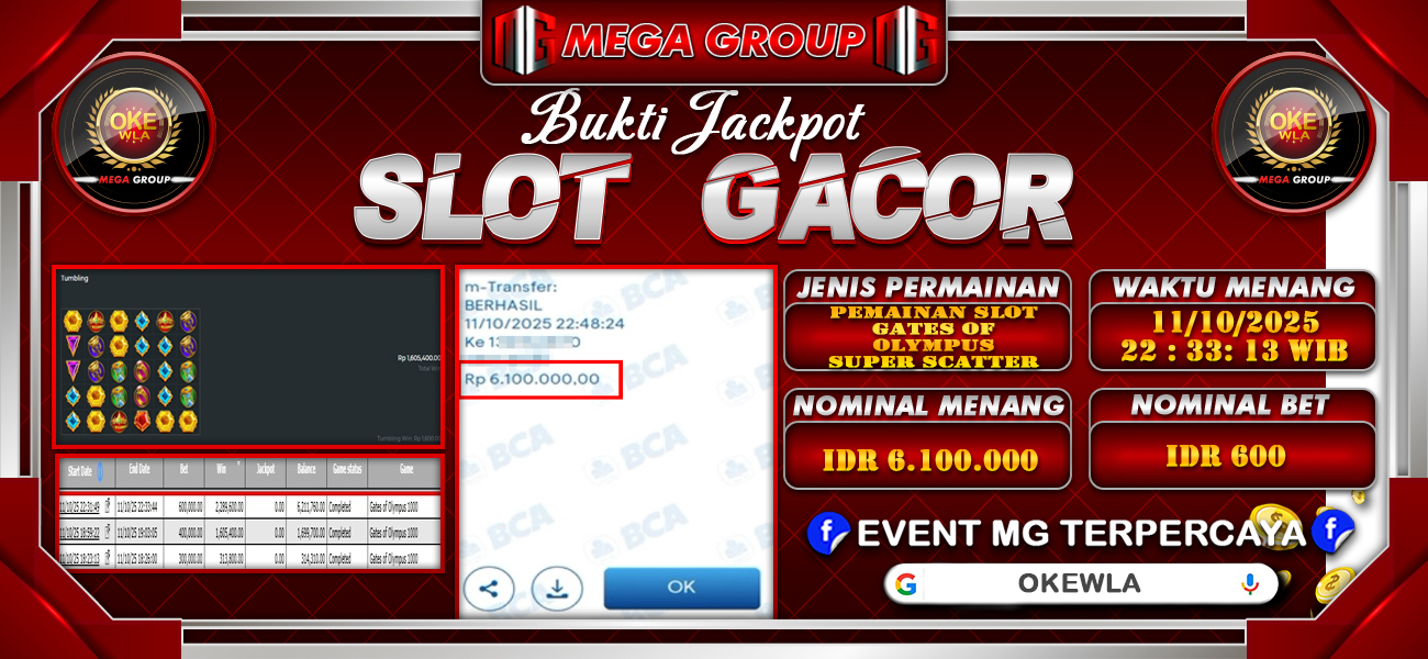 Bukti JP situs Okewla hari Minggu, 12 Oktober 2025