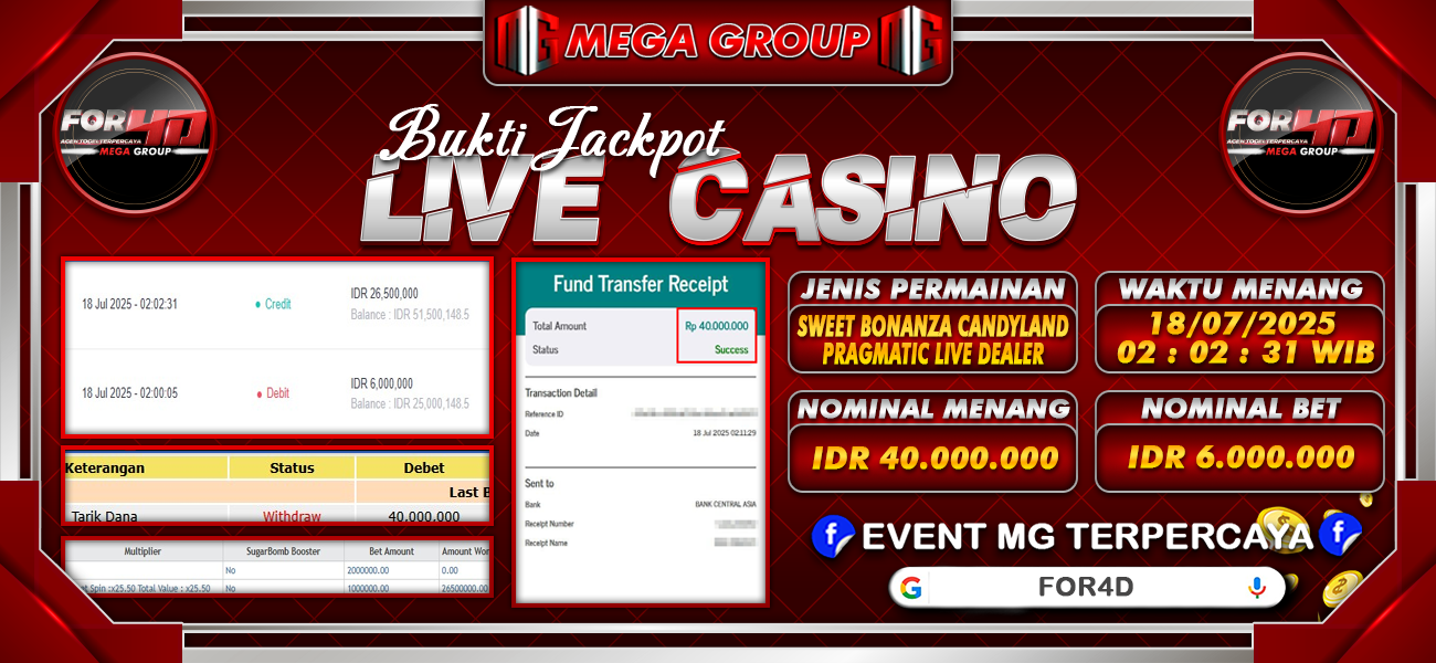 Bukti JP situs For4D hari Jumat, 18 Juli 2025