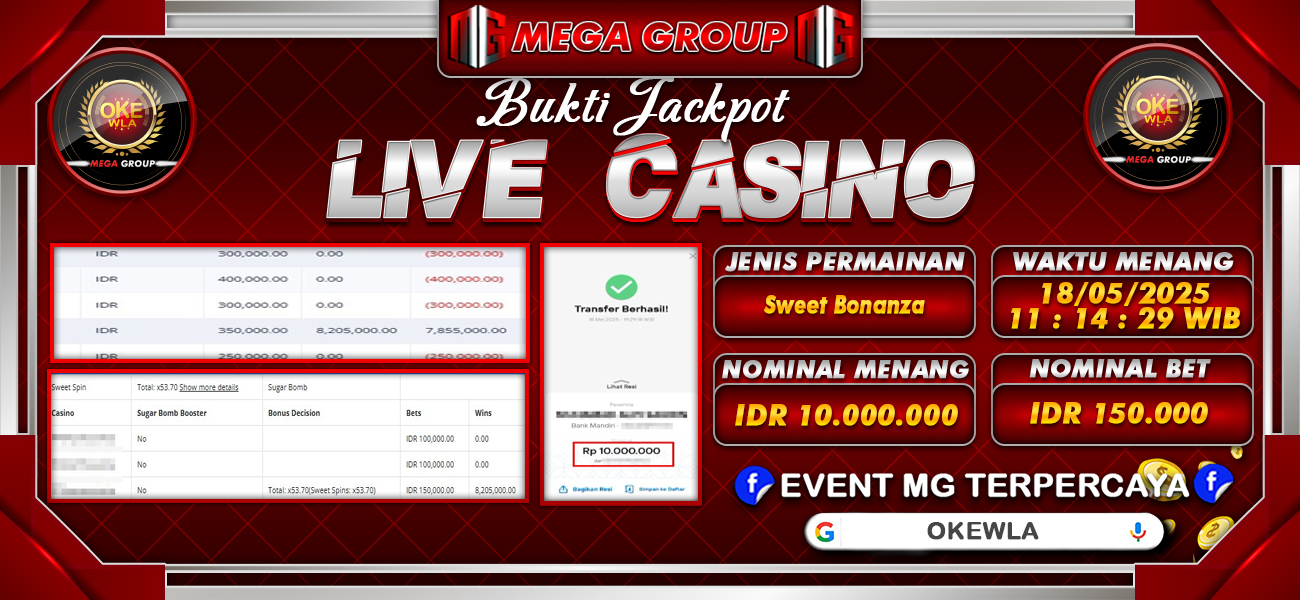 Bukti JP situs Okewla hari Senin, 19 Mei 2025