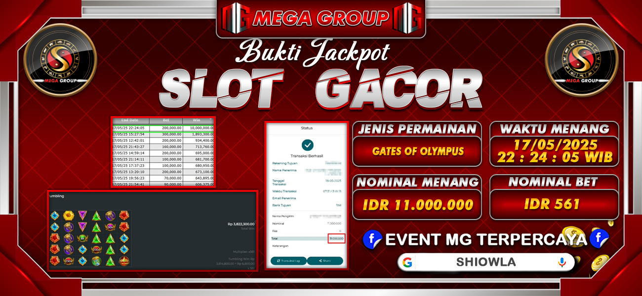 Bukti JP situs Shiowla hari Senin, 19 Mei 2025
