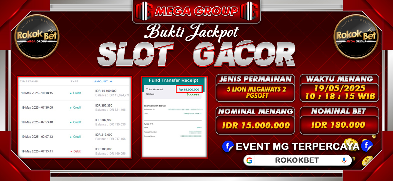 Bukti JP situs Rokokbet hari Senin, 19 Mei 2025