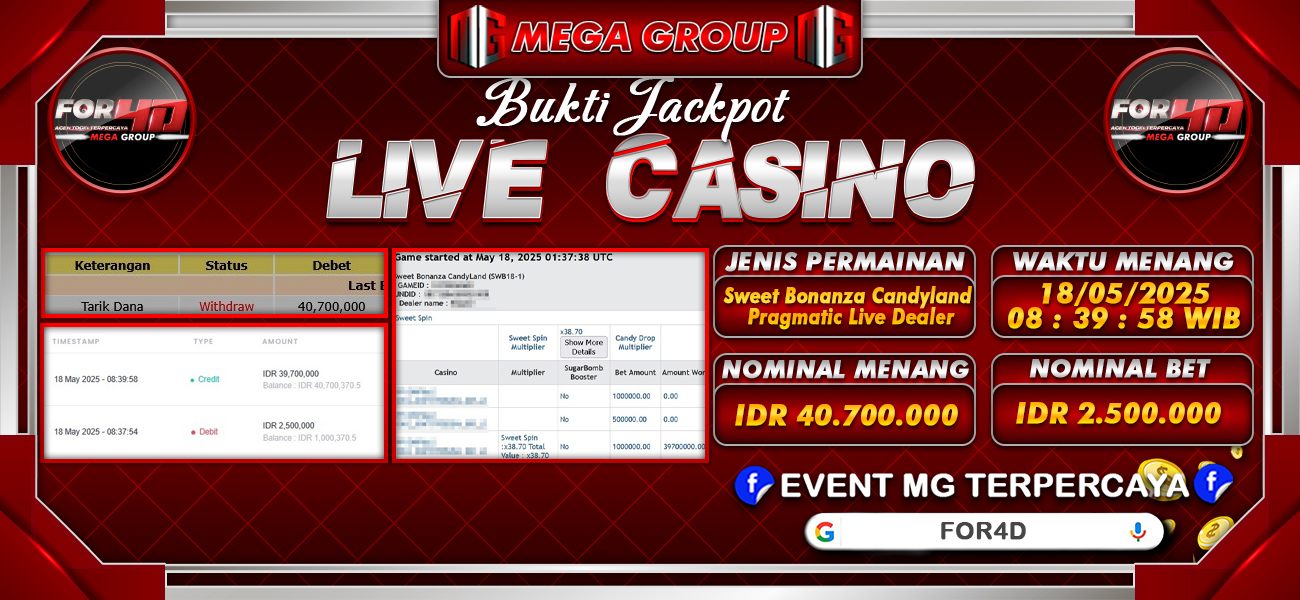 Bukti JP situs For4D hari Senin, 19 Mei 2025