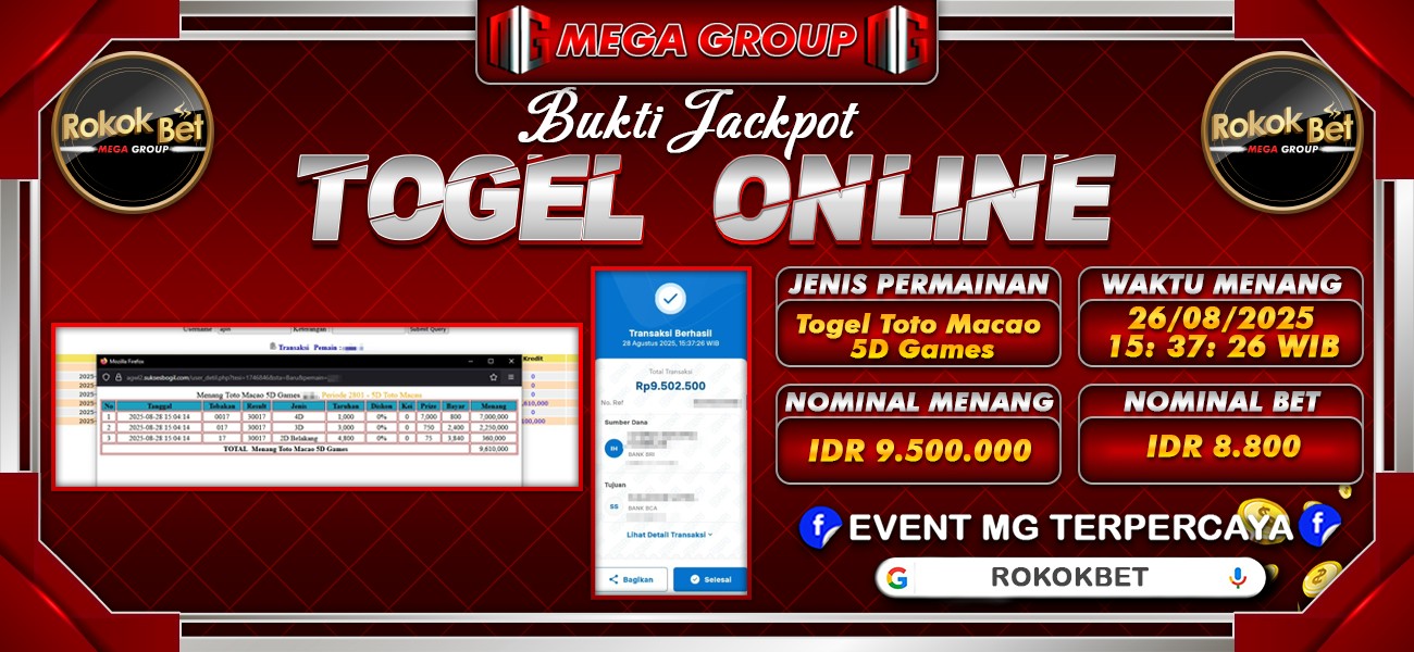Bukti JP situs Rokokbet hari Selasa, 26 Agustus 2025