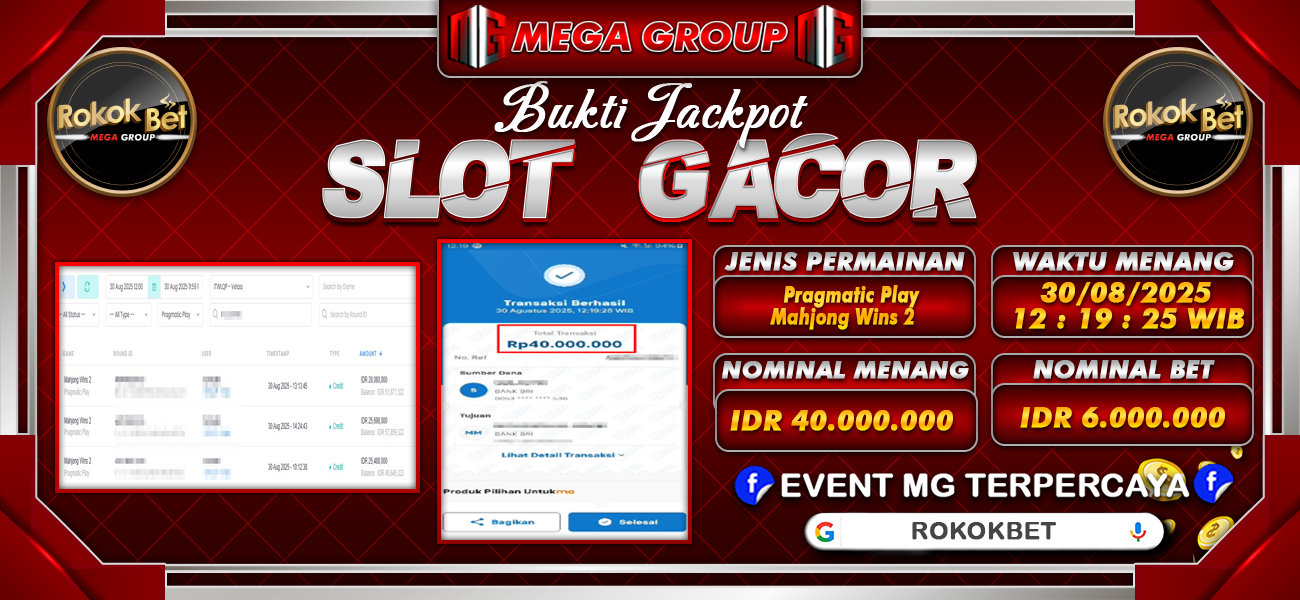 Bukti JP situs Rokokbet hari Sabtu, 30 Agustus 2025