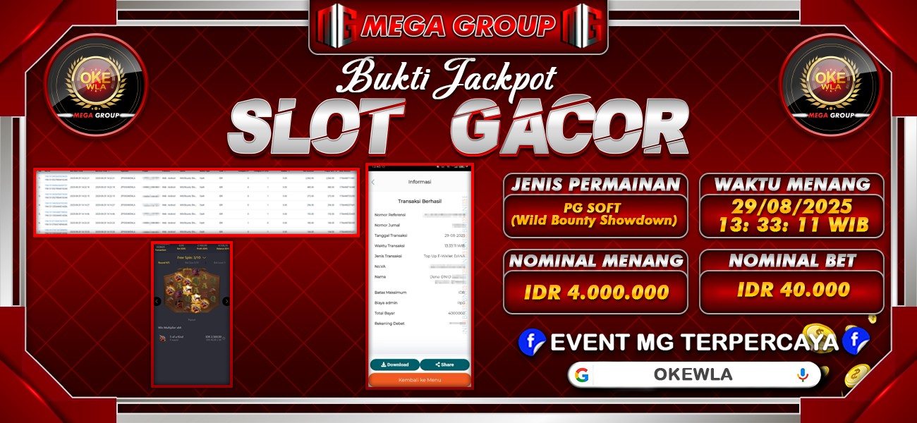 Bukti JP situs Okewla hari Jumat, 29 Agustus 2025