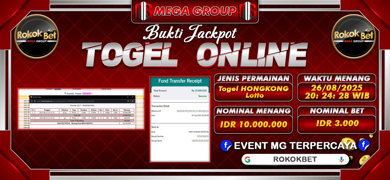 Bukti JP situs Rokokbet hari Selasa, 26 Agustus 2025