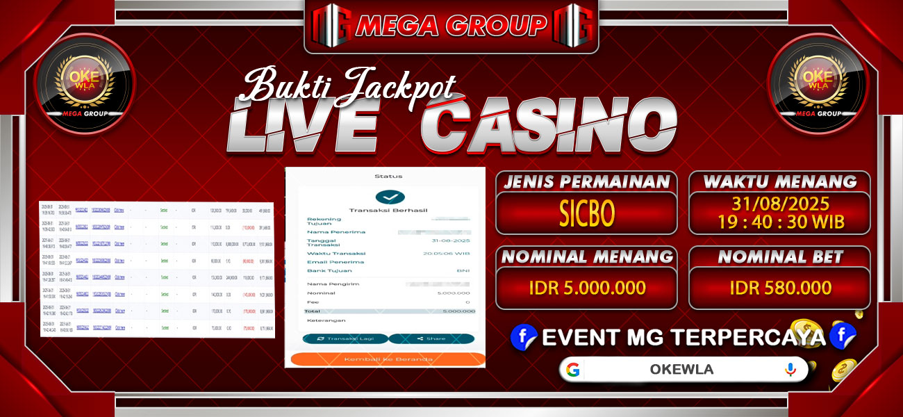 Bukti JP situs Okewla hari Minggu, 31 Agustus 2025