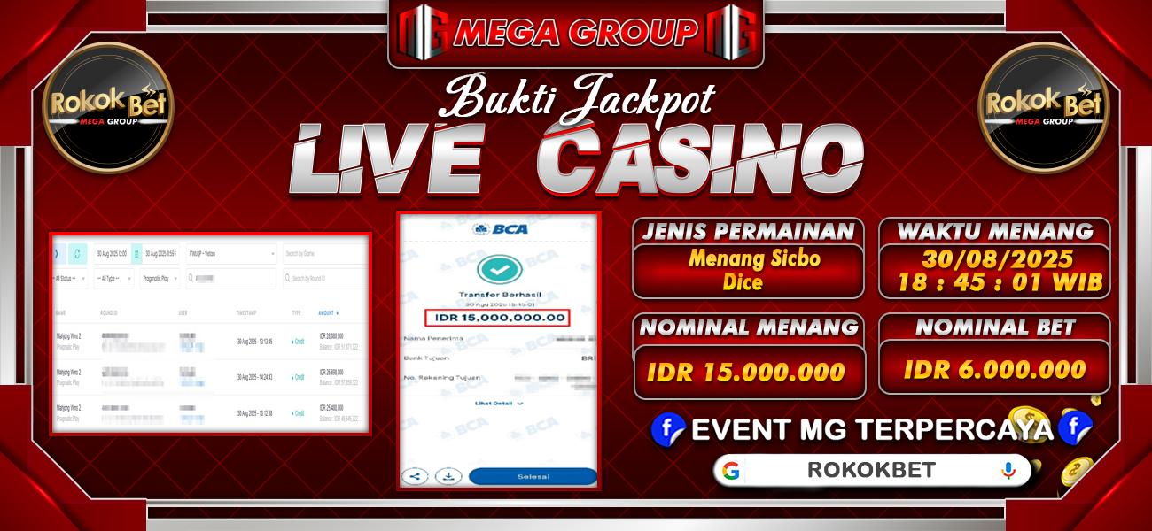 Bukti JP situs Rokokbet hari Sabtu, 30 Agustus 2025