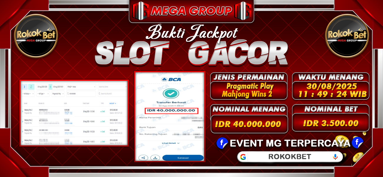 Bukti JP situs Rokokbet hari Sabtu, 30 Agustus 2025